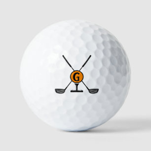 Custom Monogram orange modern Golf Balls