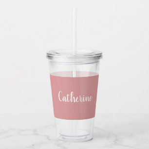 Custom monogram, orchard pink calligraphy acrylic tumbler
