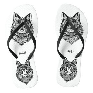 Custom Monogram Ornamental Cat Jandals