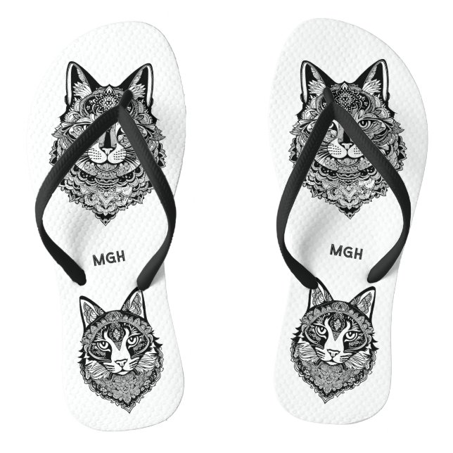 Custom Monogram Ornamental Cat Jandals (Footbed)