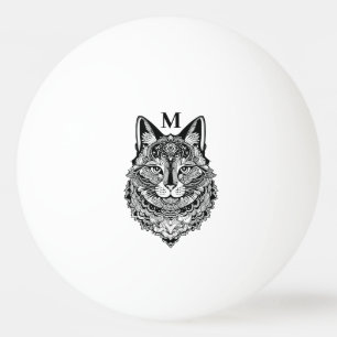 Custom Monogram Ornamental Cat Ping Pong Ball