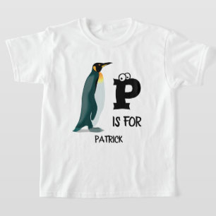 Custom monogram P is for penguin cute animal T-Shirt