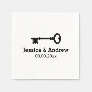 Custom monogram party napkins with vintage key
