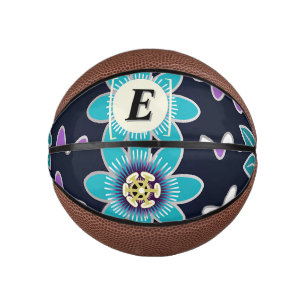 Custom Monogram Passion Flower Mini Basketball