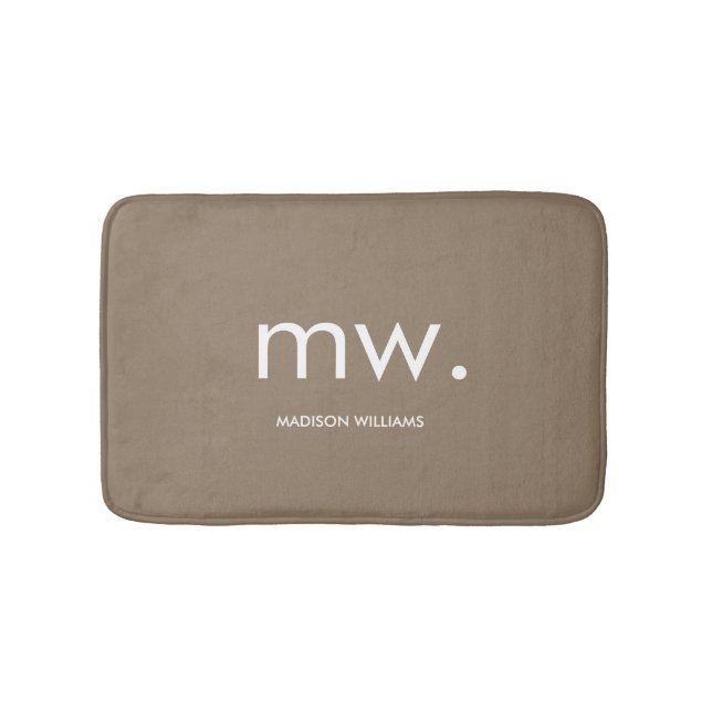Custom Monogram Pastel Elegant Stylish Modern Bath Mat (Front)