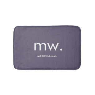 Custom Monogram Pastel Elegant Stylish Modern Bath Mat