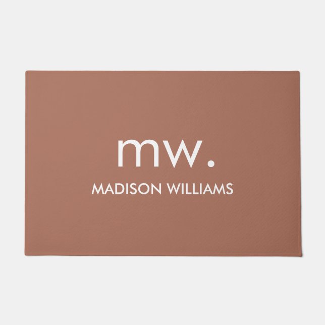 Custom Monogram Pastel Elegant Stylish Modern Doormat (Front)