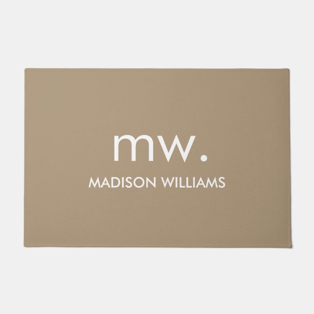Custom Monogram Pastel Elegant Stylish Modern Doormat (Front)