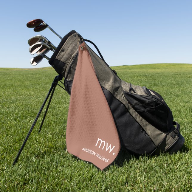 Custom Monogram Pastel Elegant Stylish Modern  Golf Towel (Green)