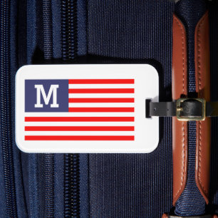 Custom monogram patriotic American flag travel Luggage Tag