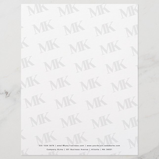 Custom Monogram Pattern Professional Letterhead (Front)