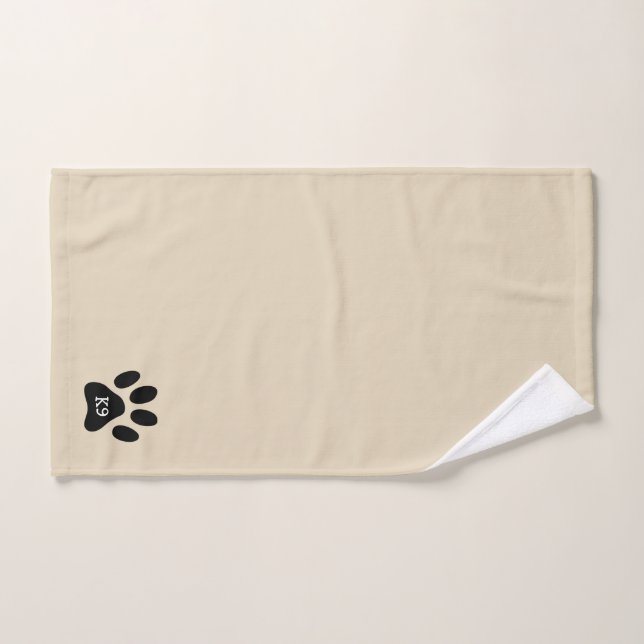 Custom monogram paw print hand towel for dog owner (Hand Towel)