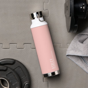 Custom monogram, peachy pink modern water bottle