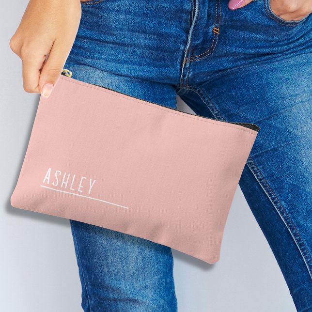 Custom monogram, peachy pink new line accessory pouch (Pink accessory pouch with custom monogram)