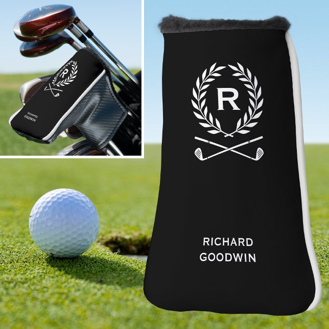 Custom Monogram Personalised Black Putter Golf Head Cover (Creator Uploaded)