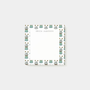 custom monogram personalised plant pattern hipster post-it notes