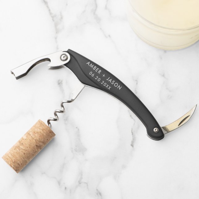 Custom Monogram Personalised Wedding favour Corkscrew (Front)