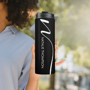 Custom Monogram Personalised With Name Cool Black Thermal Tumbler