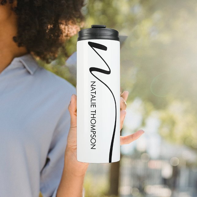 Custom Monogram Personalised With Name Cool White Thermal Tumbler (Creator Uploaded)