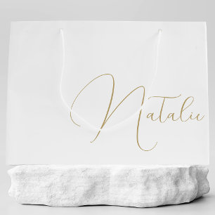 Custom Monogram Personalized With Name Cool Pink Large Gift Bag