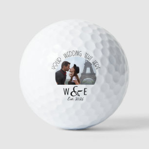 Custom Monogram Photo Art Deco Wedding Golf Balls