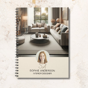 Custom Monogram Photo Interior Design Professional Notebook