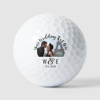 Custom Monogram Photo Script Wedding Golf Balls