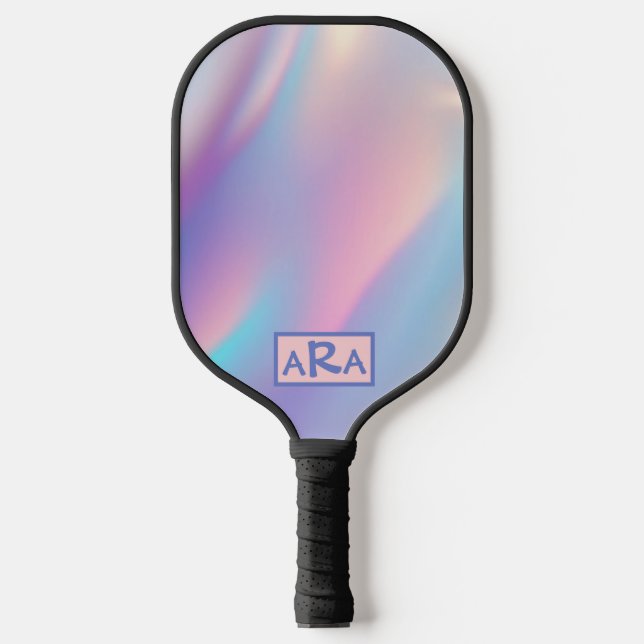Custom monogram pink and purple gradient pickleball paddle (Front)
