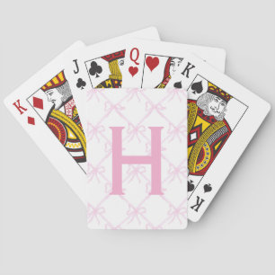Custom Monogram Pink Bow, Coquette Playing Cards,  Playing Cards