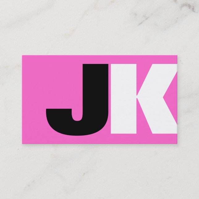 Custom Monogram Pink Business Card (Front)