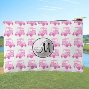 Custom Monogram Pink Golf Ball and Carts Accessory Pouch