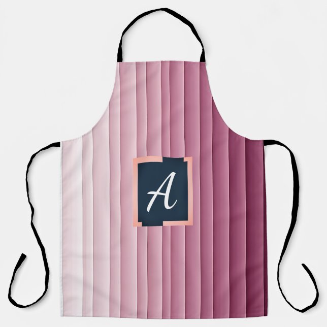 Custom Monogram Pink Gradient Vertical  Apron (Front)