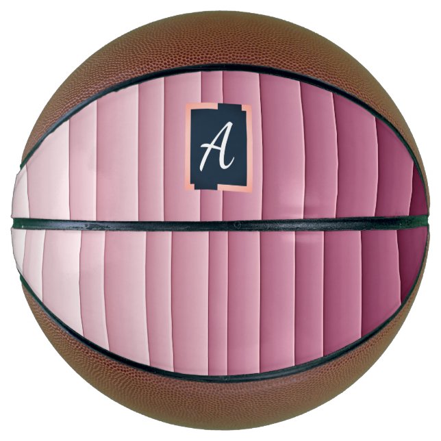 Custom Monogram Pink Gradient Vertical Basketball (Front)