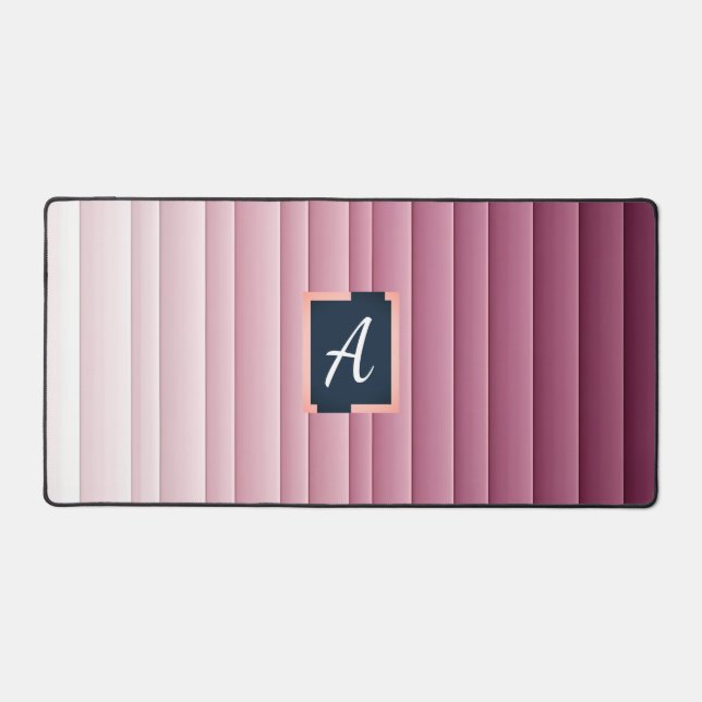 Custom Monogram Pink Gradient Vertical Desk Mat (Front)
