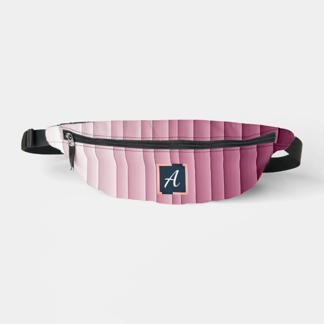 Custom Monogram Pink Gradient Vertical Fanny Pack (Front)