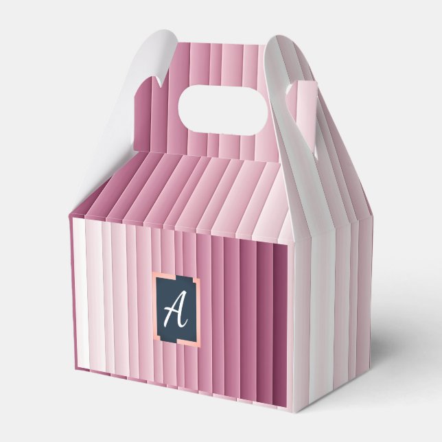 Custom Monogram Pink Gradient Vertical Favour Boxe Box (Front Side)