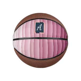 Custom Monogram Pink Gradient Vertical Mini Basketball