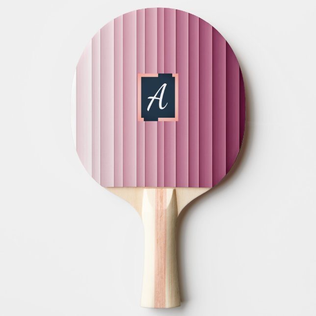Custom Monogram Pink Gradient Vertical  Ping Pong Paddle (Front)