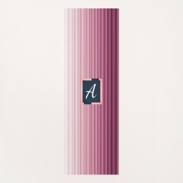 Custom Monogram Pink Gradient Vertical Yoga Mat (Front)