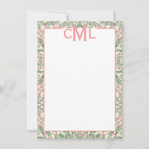Custom Monogram Pink & Green Floral Chinoiserie Invitation