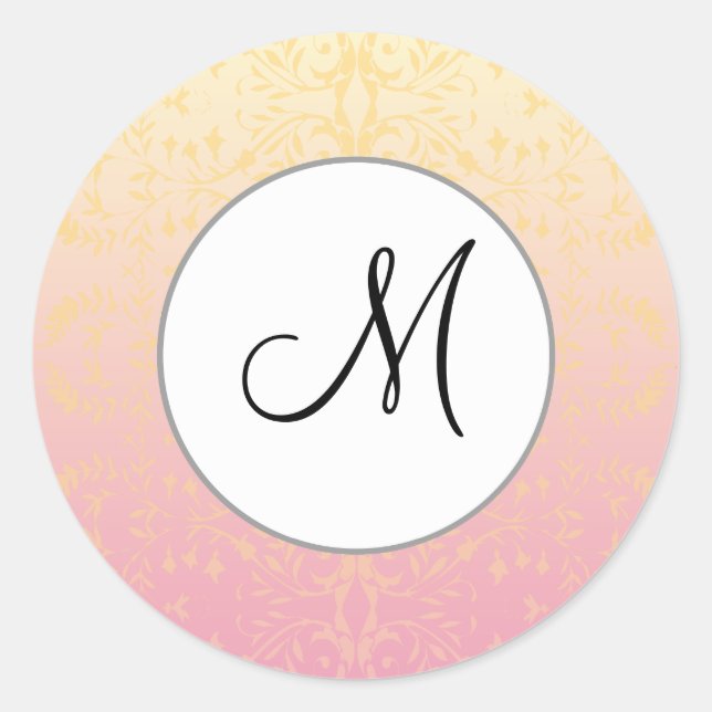 Custom Monogram Pink Peach Sticker (Front)