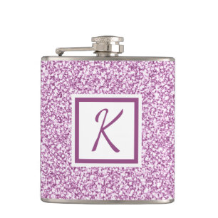 Custom Monogram Pink Sparkle Flask