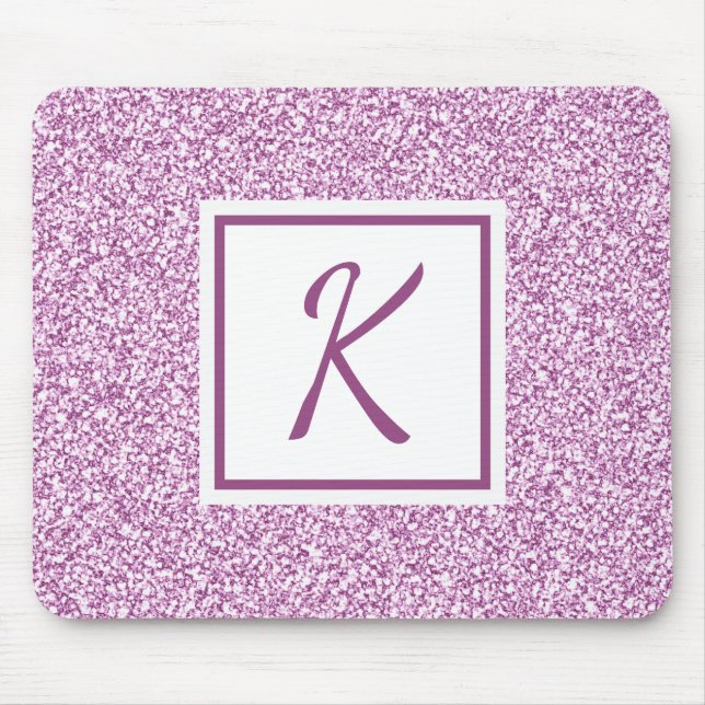 Custom Monogram Pink Sparkle Mousepad (Front)