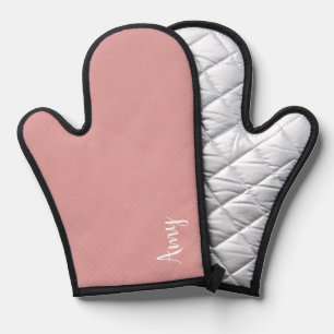 Custom monogram, pink with script typography oven mitt