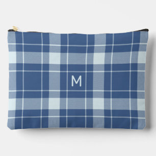 Custom Monogram Plaid Pattern Accessory Pouch