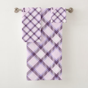 Custom Monogram Plaid / Tartan Pattern Bath Towel Set