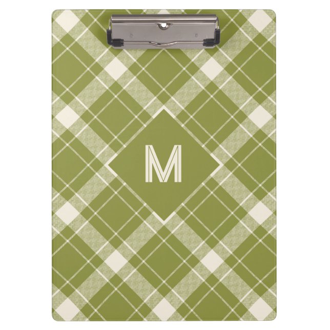 Custom Monogram Plaid / Tartan Pattern Clipboard (Front)