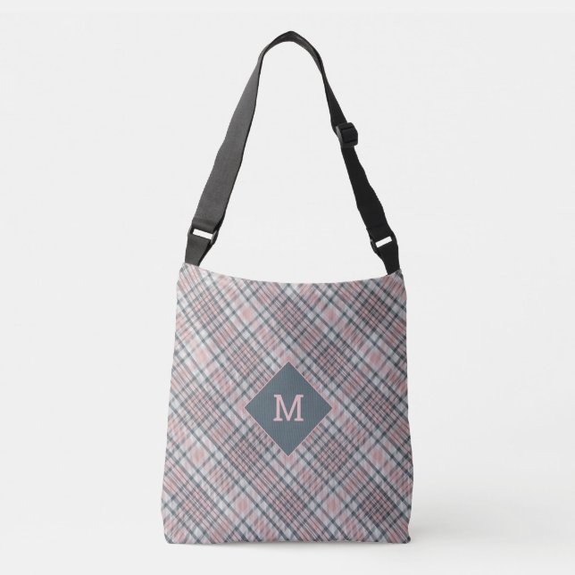 Custom Monogram Plaid / Tartan Pattern Crossbody Bag (Front)
