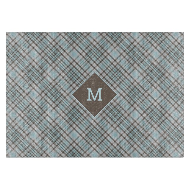 Custom Monogram Plaid / Tartan Pattern Cutting Board (Front)