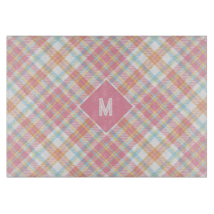 Custom Monogram Plaid / Tartan Pattern Cutting Board